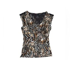 Vintage Y2K Slimpact Cheetah Print Lace Top Size Small Grunge
